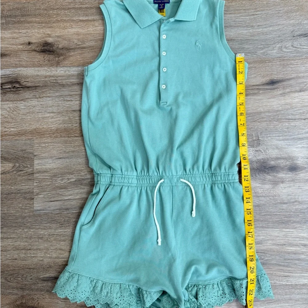 RALPH LAUREN GIRLS MINT GREEN STRETCH LACE POLO ROMPER NWT SIZE XL